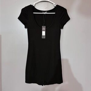 Fashion Nova Black Short Sleeve Scoop Romper